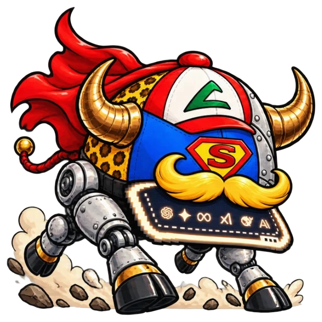 The Meta Cap with bull horns and robot legs